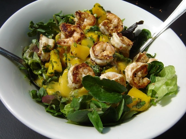 Recipe for Spring: Watercress Salad with Grilled Shrimp and Mangoes
