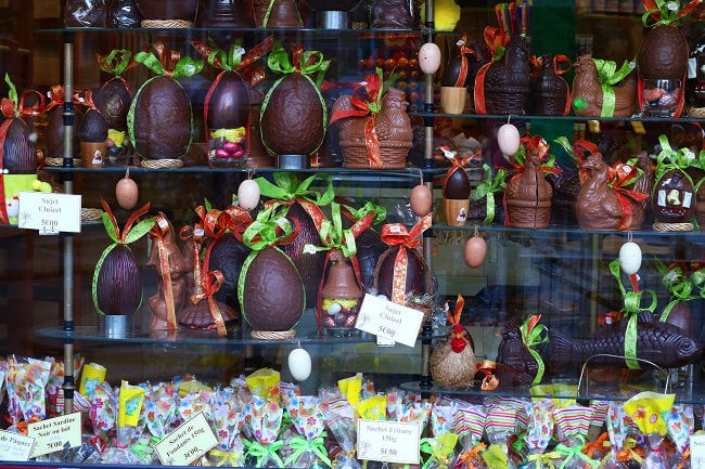 Easter chocolates in Parisian bakery