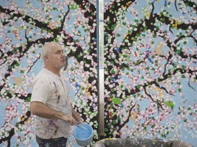 Damien Hirst in the studio, 2019