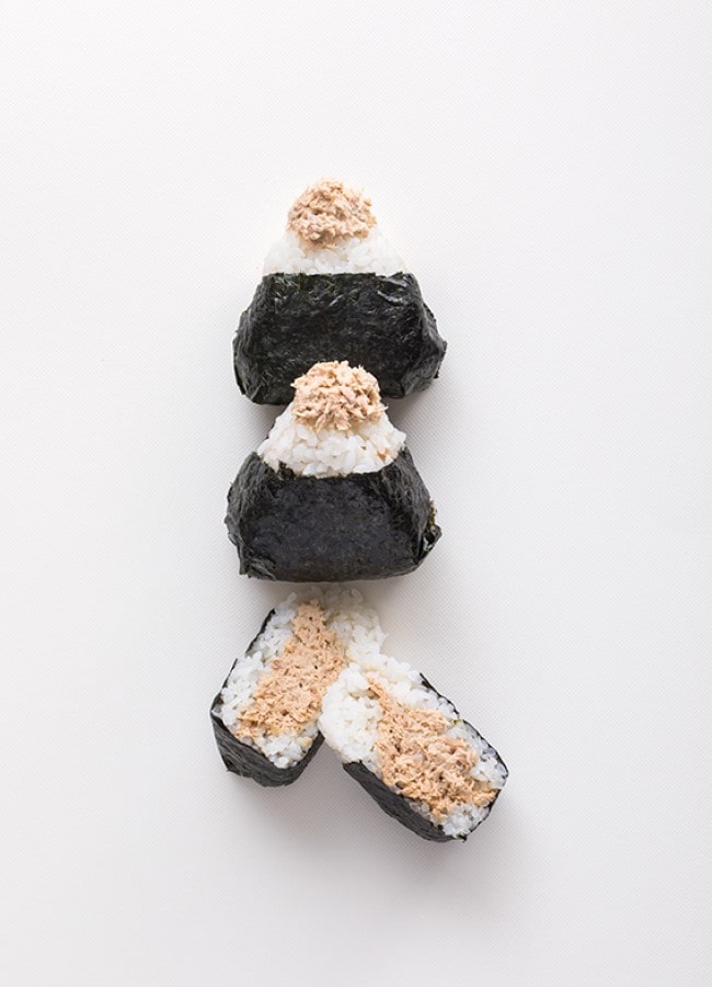 three tuna mayo onigiri
