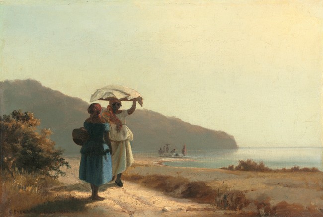 Two Women Chatting by the Sea, St. Thomas, Camille Pissarro, 1856