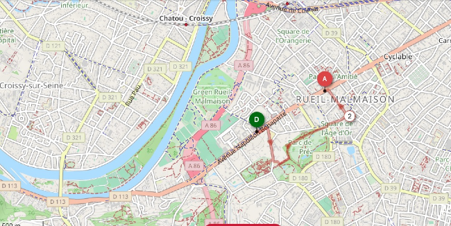 2½ km walk to the Château de Malmaison and through the Parc de Bois-Préau to Rueil