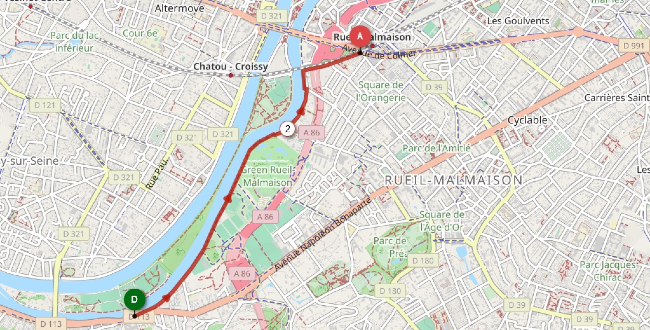 3 km walk from Bougival to Rueil-Malmaison station