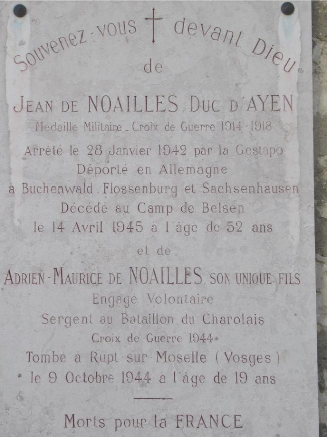 Jean de Noailles plaque