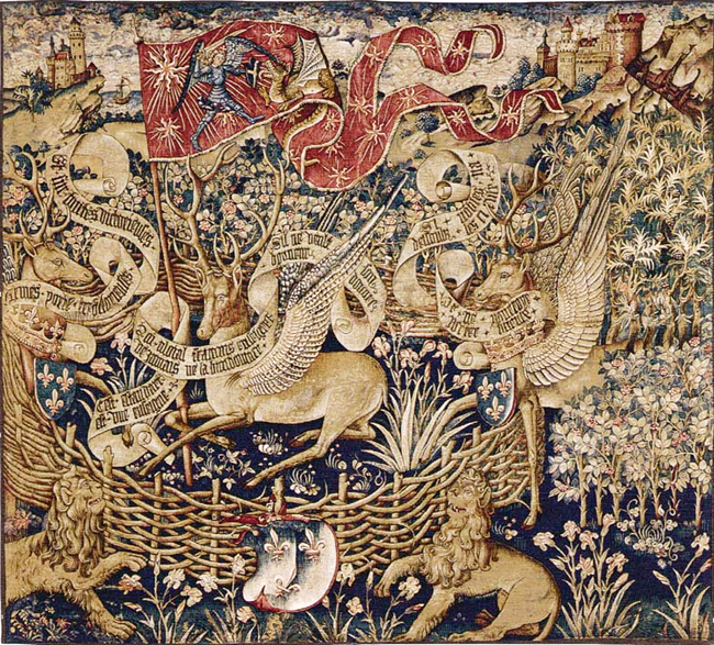 Tapestry of the winged deers from the Musée départemental des Antiquités de Rouen