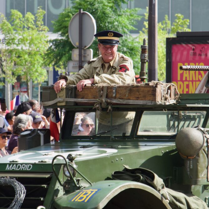 WWII Tanks and Jeeps in the Streets of Paris